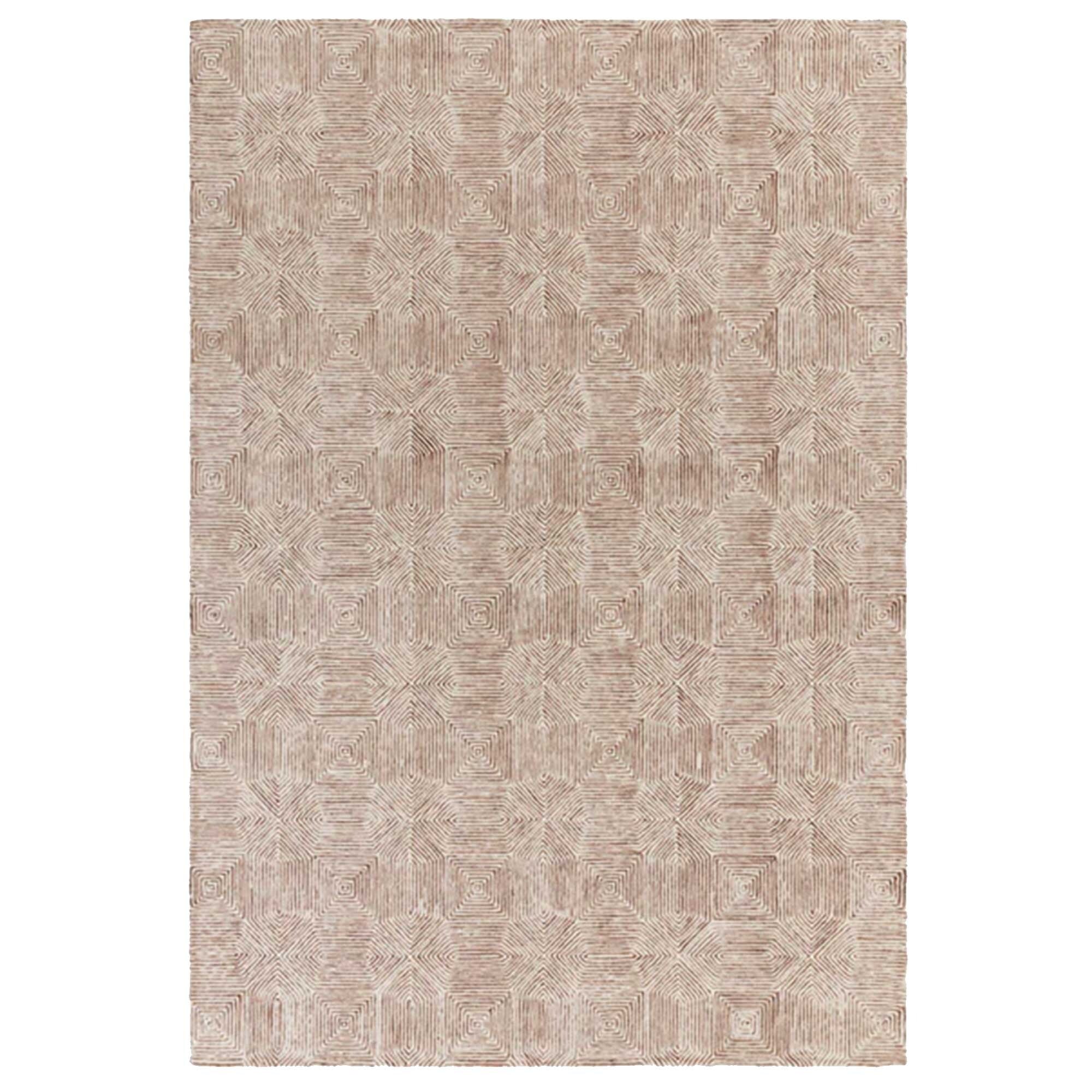 Kensington Terracotta120x170cm Rug, Square, Brown Wool Blend | Barker & Stonehouse