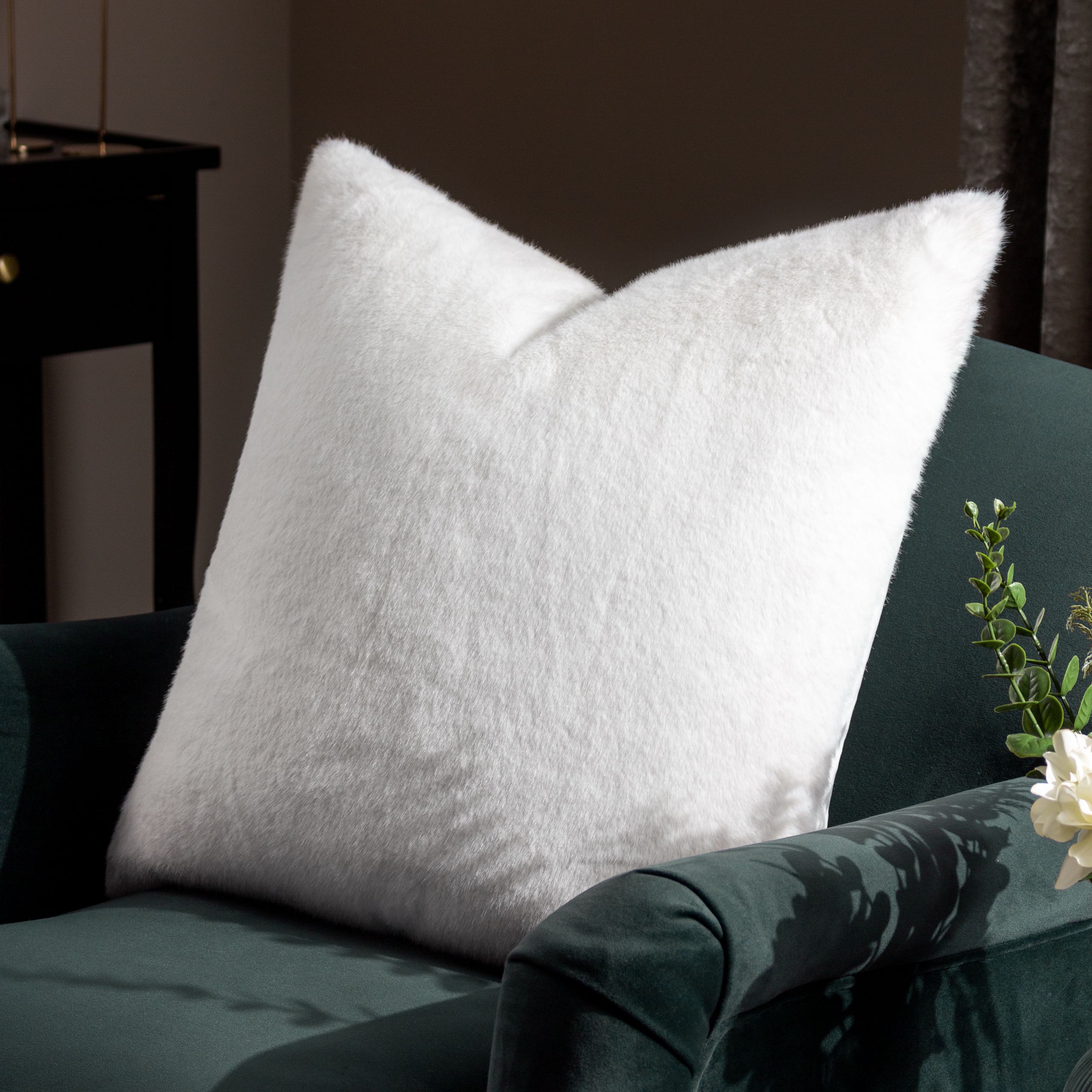 Paoletti Stanza Faux Fur Cushion in White