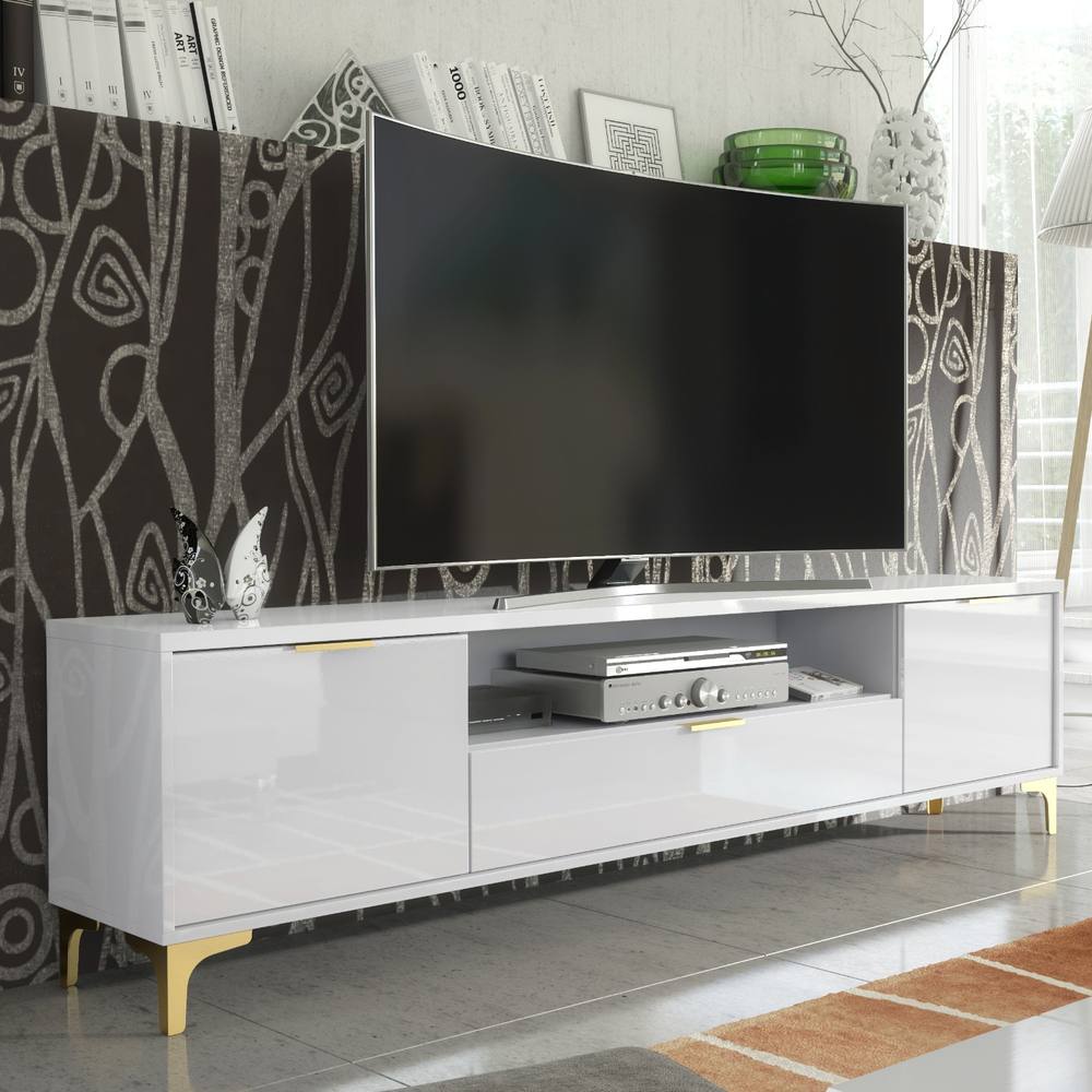 Creative Furniture Goldline Gloss TV Unit 200cm - Glossy White