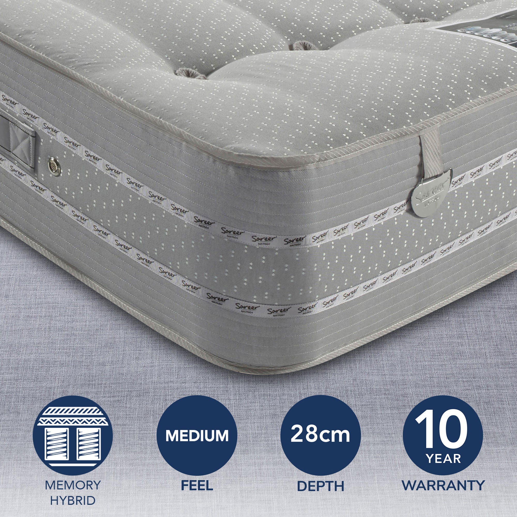 Pocketo Medium Firm 1500 Memory Mattress Grey