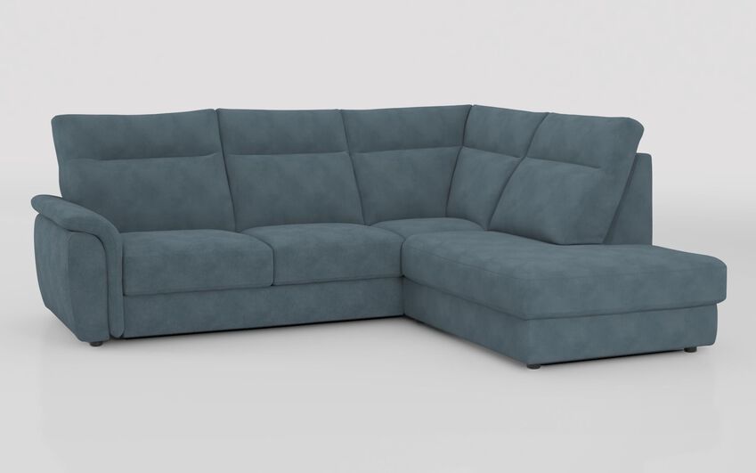 Blue Fabric Ginestreto 3 Corner 1 Sofa with Sliding Footrest & Right Hand Facing Storage Lounger