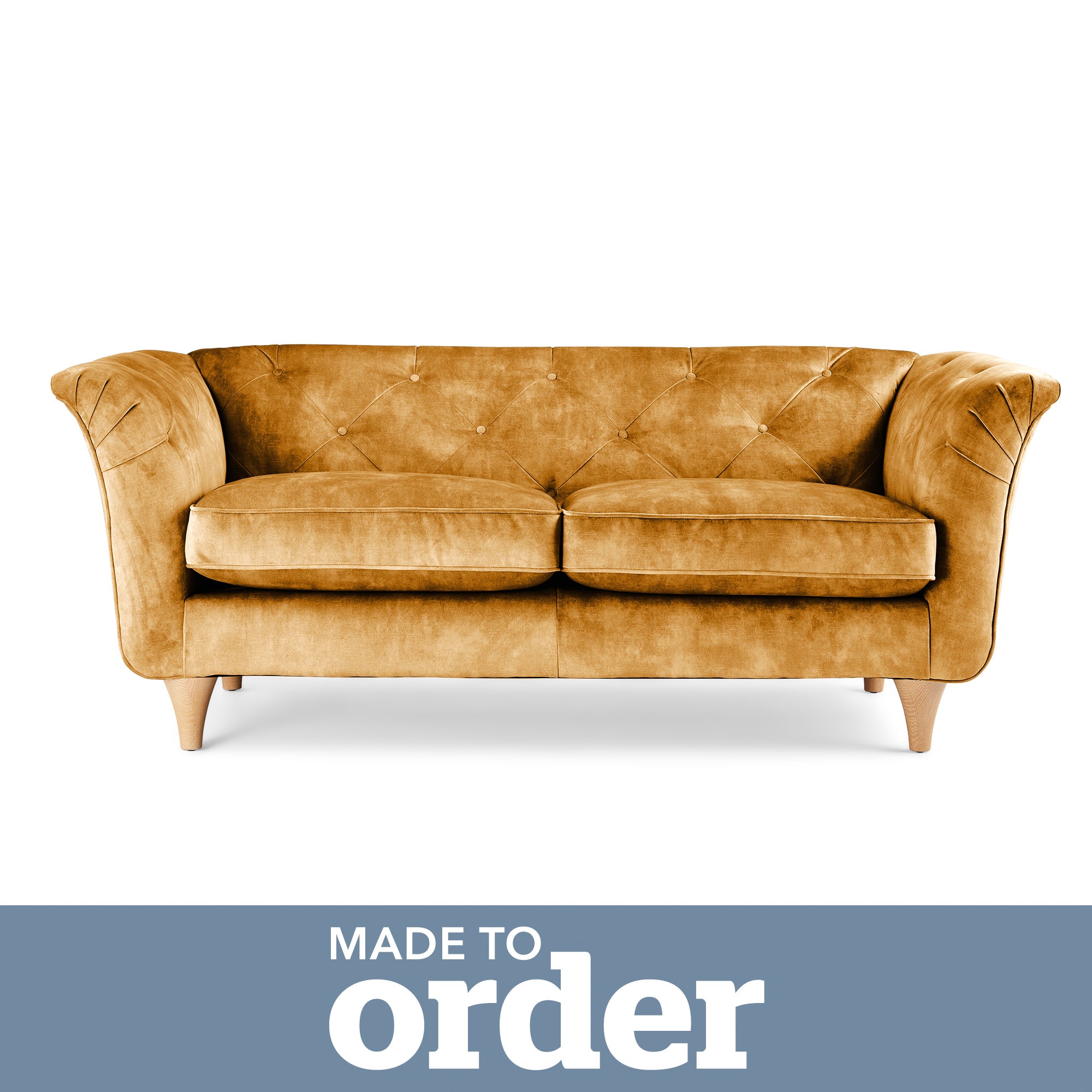 Jaipur 2 Seater Sofa Slub Velvet Slub Velvet Mustard