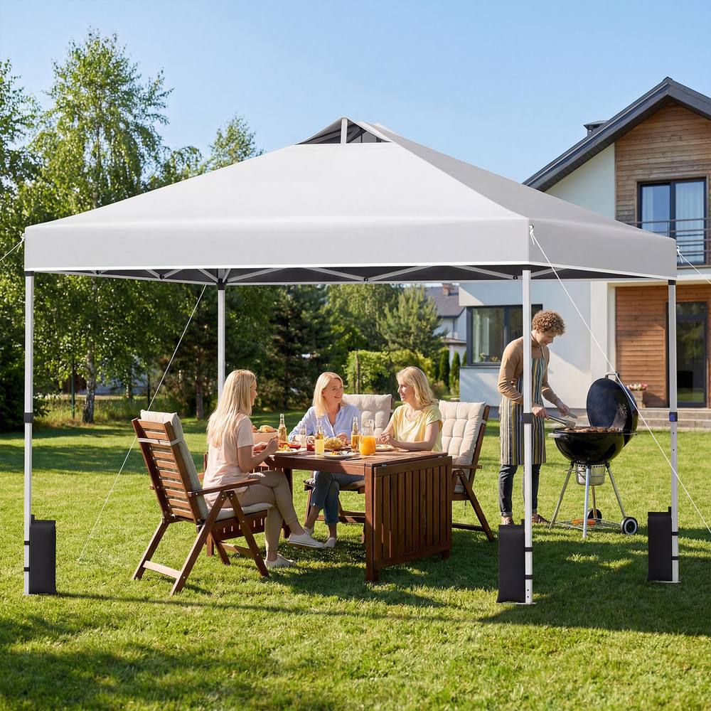 Costway 300 x 300 cm Pop up Canopy Tent 1 Person Easy Setup Gazebo Shelter in White