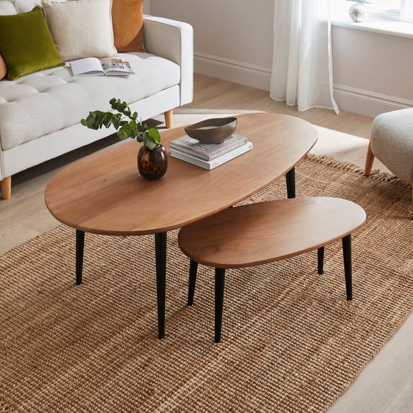 Grayson Coffee Nest of Tables, Light Mango Wood
