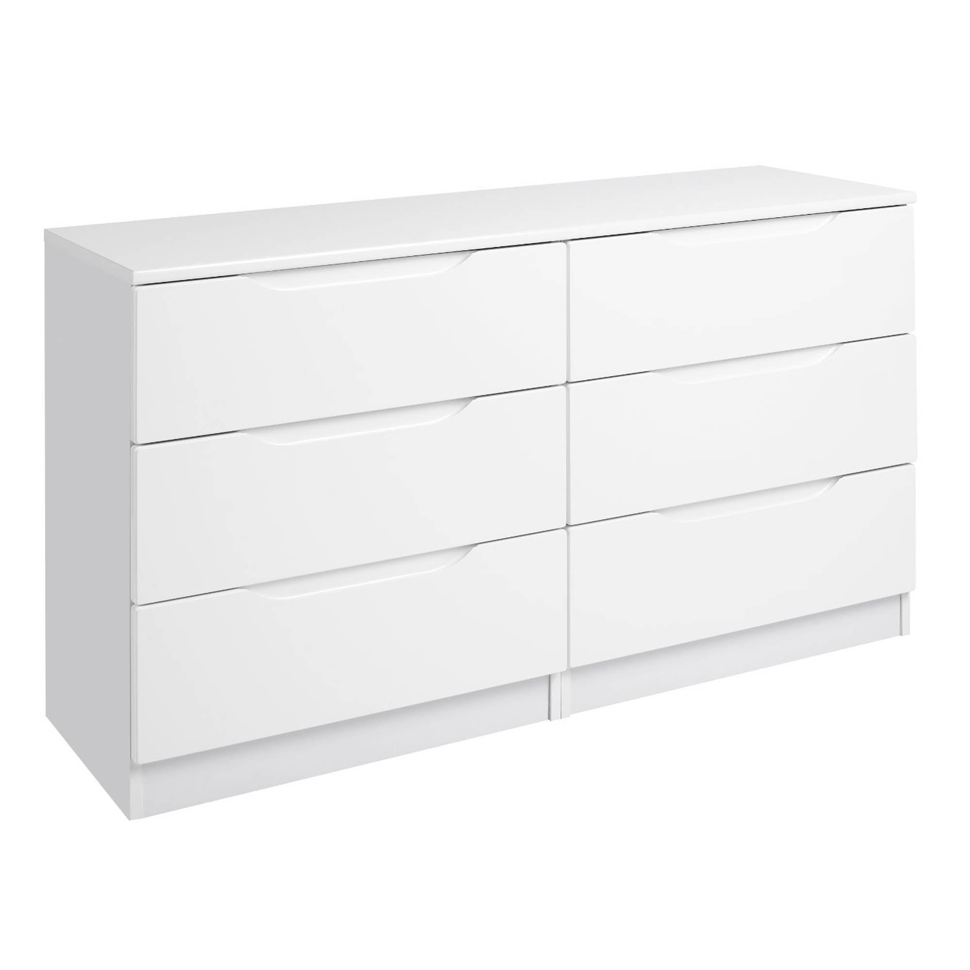 Legato White Gloss 6 Drawer Wide Chest White