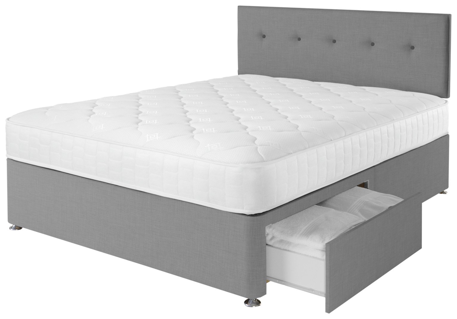 Argos Home Dalham Memory 2 Drawer Small Double Divan - Grey