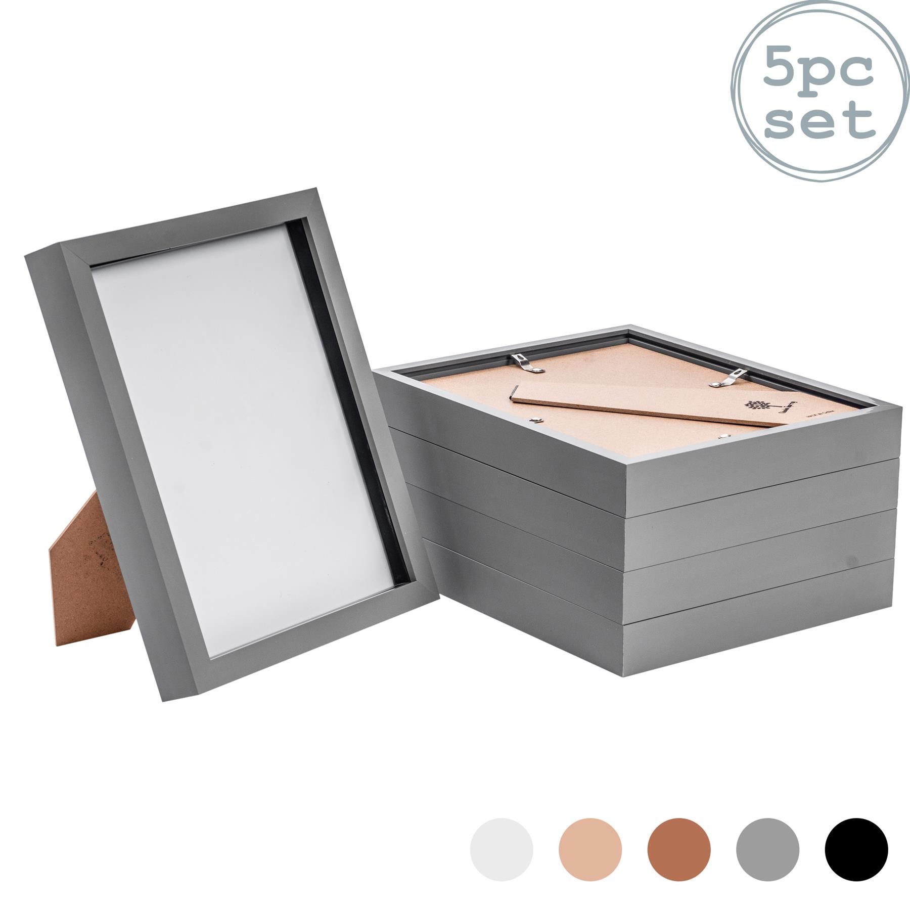 Nicola Spring 3D Box Photo Frames - 8 x 10" - Pack of 5 in Grey 1