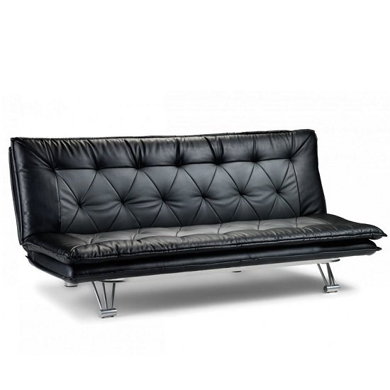 Siena Sofa Bed In Black And Grey Faux Leather With Steel Frame