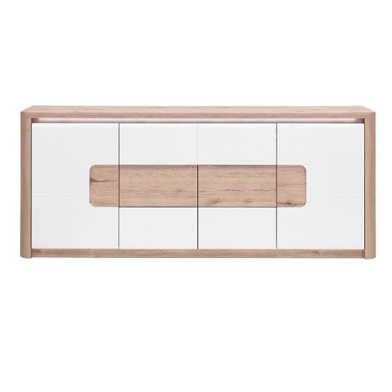 Kemble Large Sideboard In Oak And White Lacquered With LED