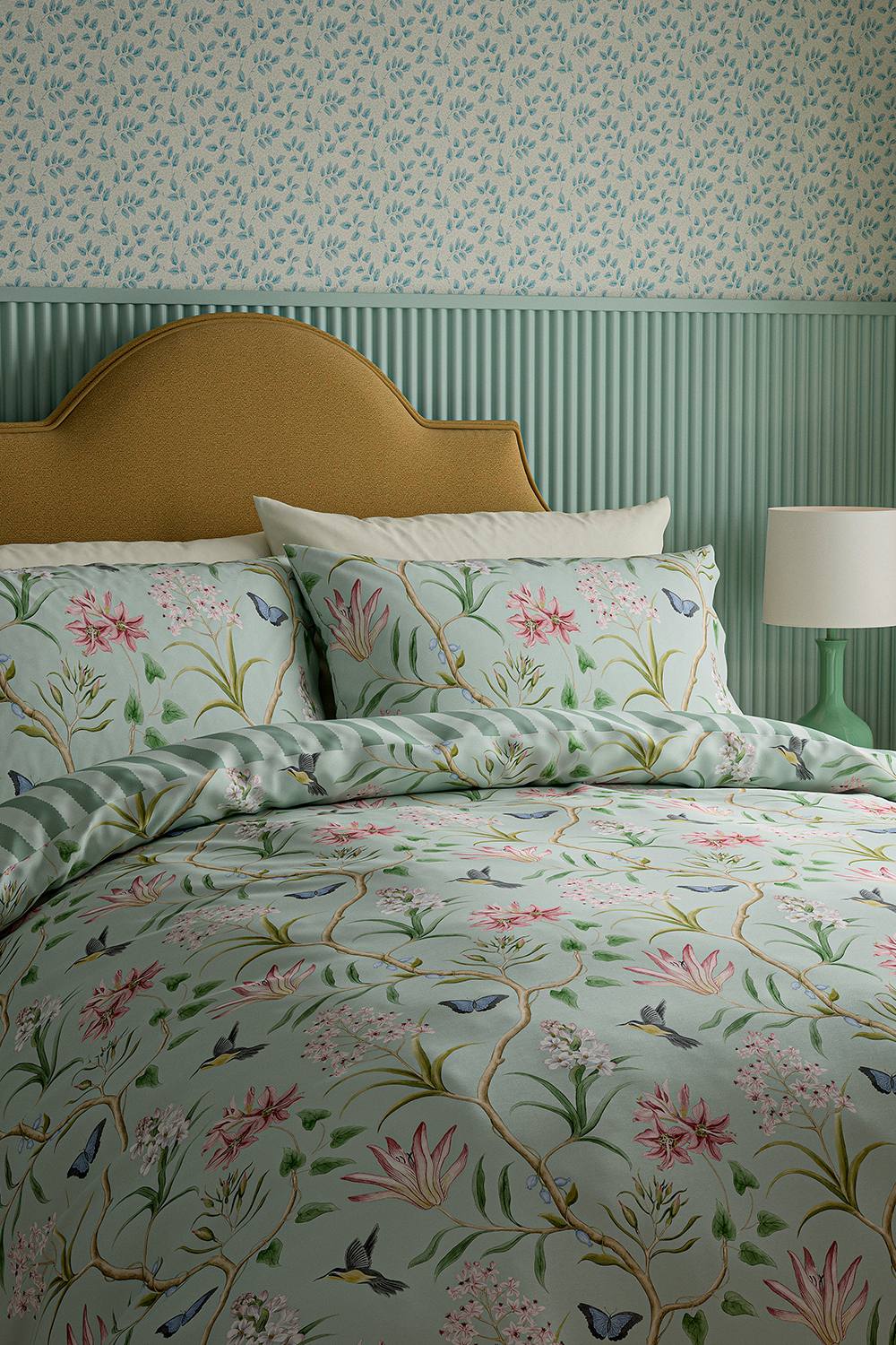 Sanderson 'Clementine' Cotton Duvet Cover Set in Aqua 2