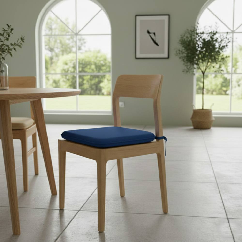 Snug City Waterproof Square Foam Seat Pad with Ties Pack of 4 Chair Cushion in Navy