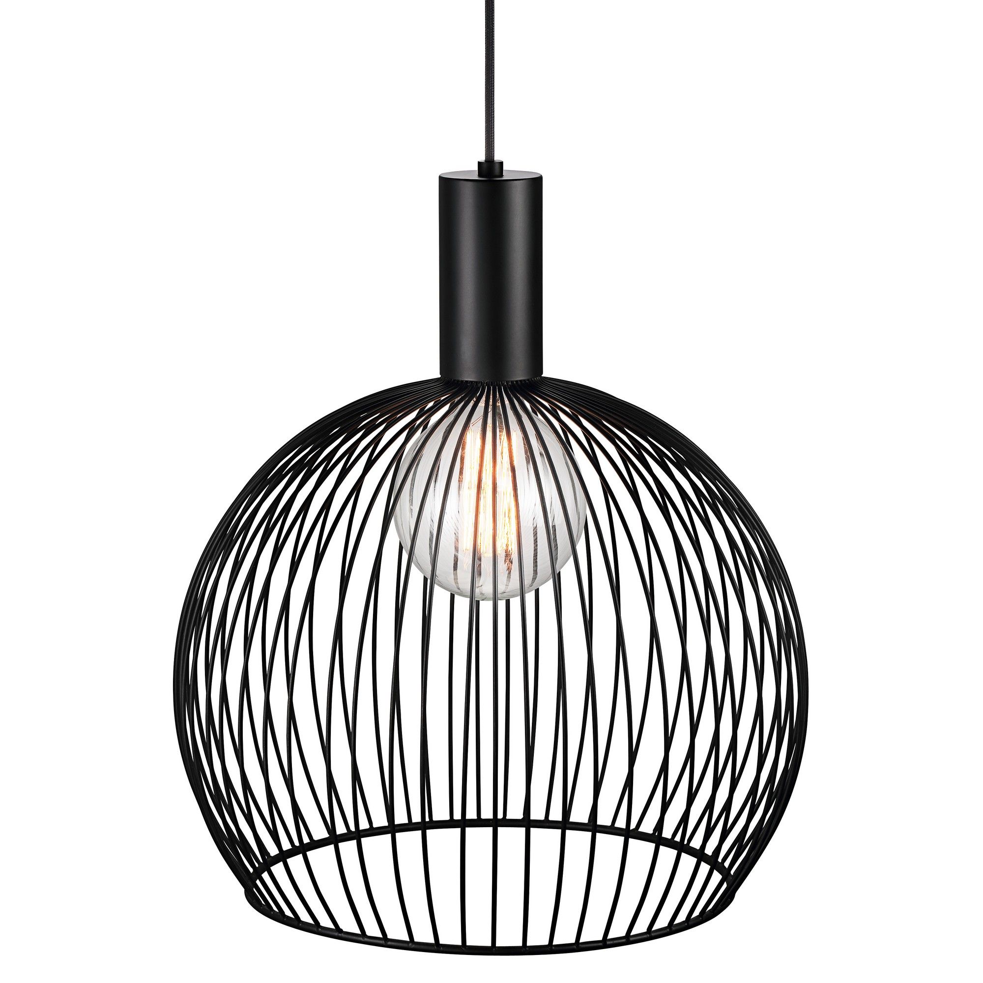 Nordlux Modern Indoor Pendant Light Black Metal E27 chrome socket - Mains Powered, IP20