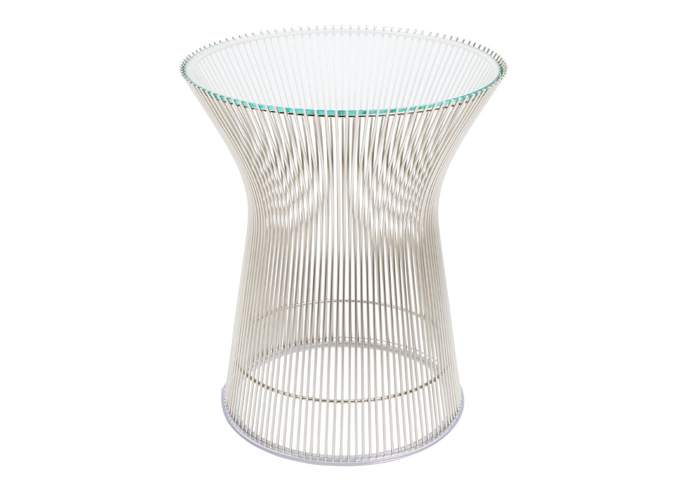 Knoll Platner Side Table in Polished Nickel and Clear Glass