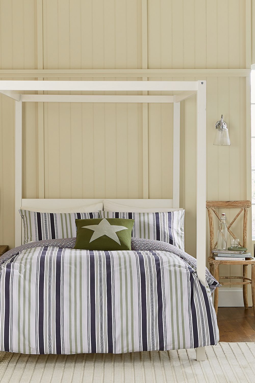 Helena Springfield 'Beach House Stripe' Cotton Duvet Cover Set in Green