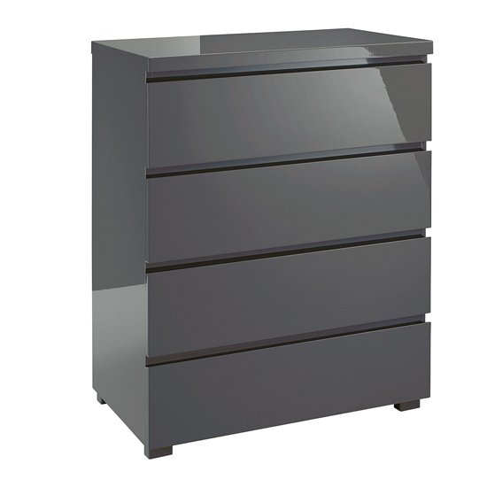 Curio Chest Of Drawers In Charcoal High Gloss With 4 Drawers