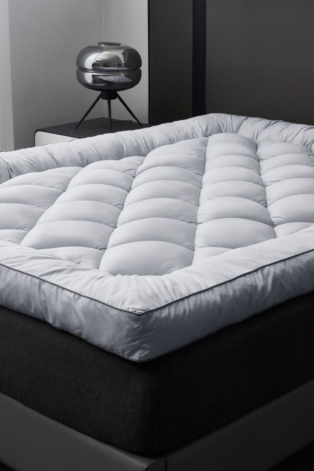 Ezysleep 2 Inch Shredded memory foam mattress topper in Light Grey