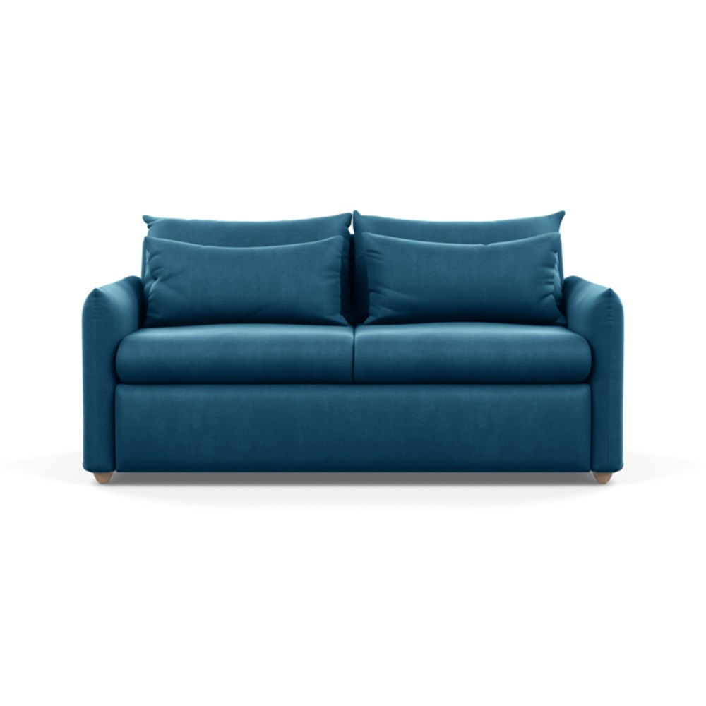 Heal's Pillow Sofa Bed Varese Velvet Delft Natural Feet