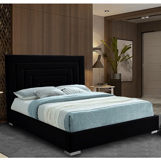 Leipzig Plush Velvet Upholstered Single Bed In Black