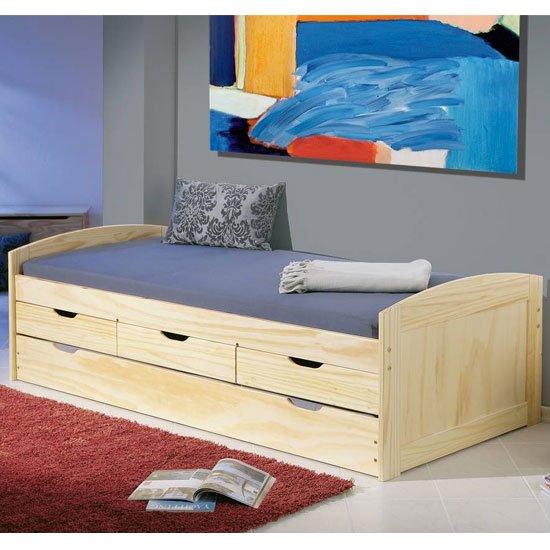 Marinella Wooden Function Single Bed In Natural Oak