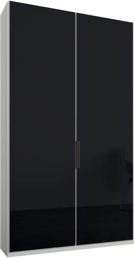 Caren 2 door 100cm Hinged Wardrobe, White Frame, Basalt Grey Glass Doors, Classic Interior