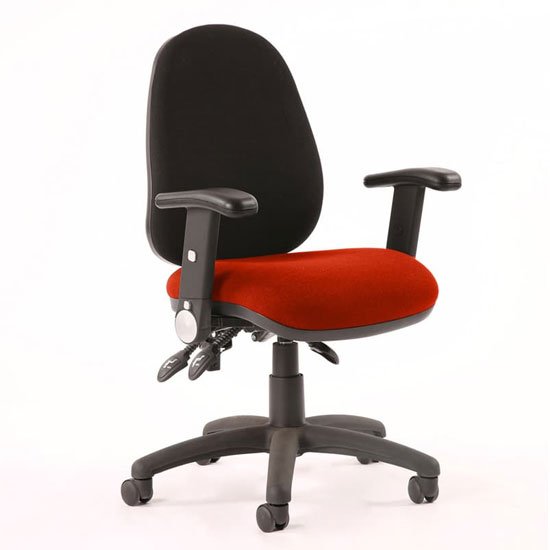 Luna III Office Chair With Tabasco Red Seat Adjustable Arms