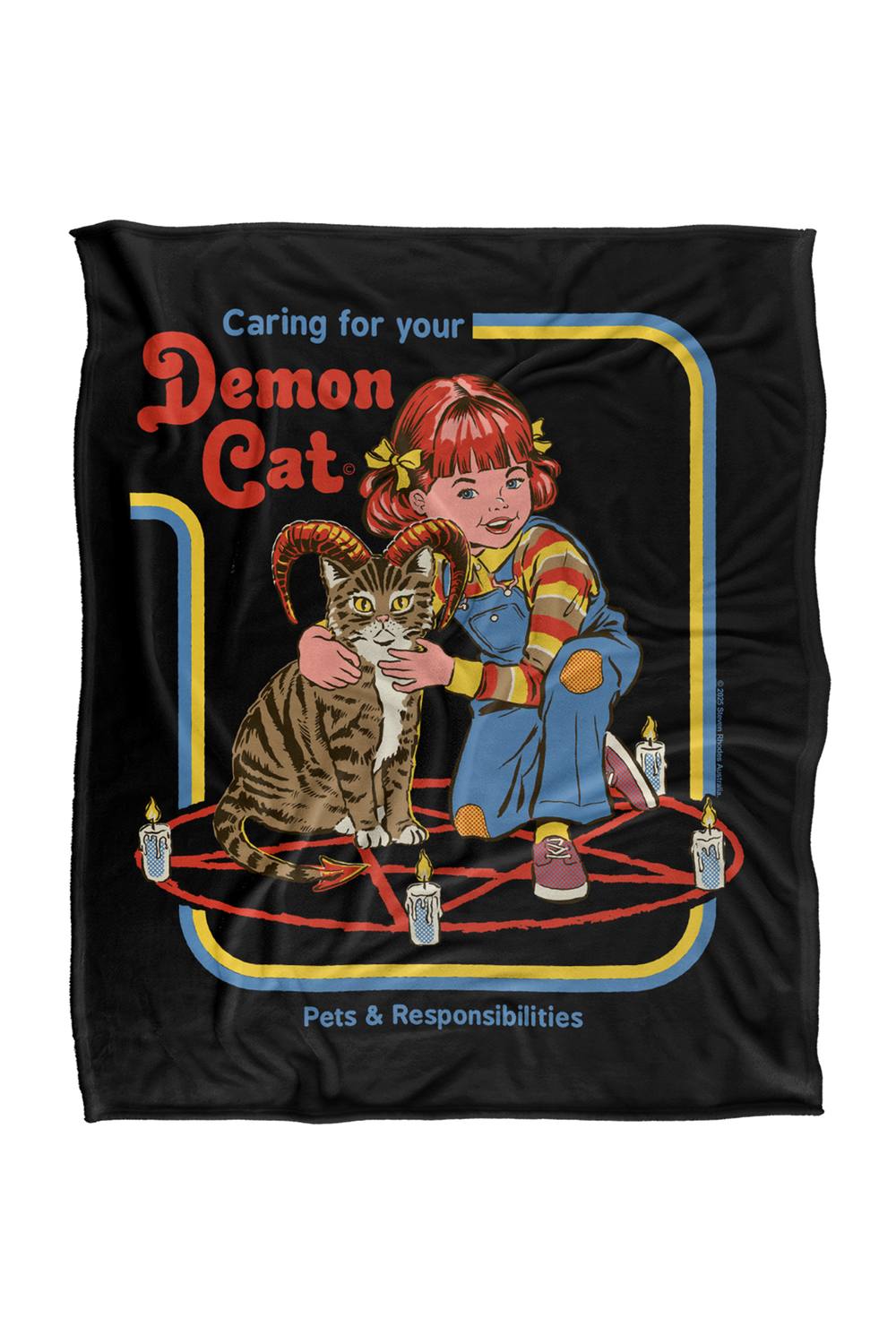 Steven Rhodes Caring For Your Demon Cat Silky Super Soft Throw Blanket