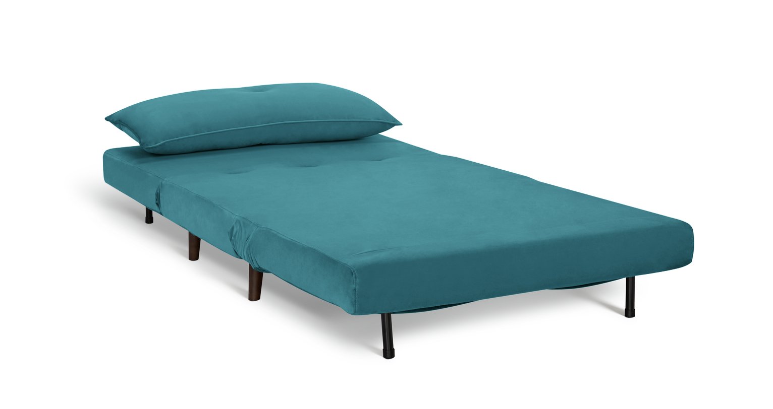Habitat Roma Small Double Velvet Chairbed - Teal