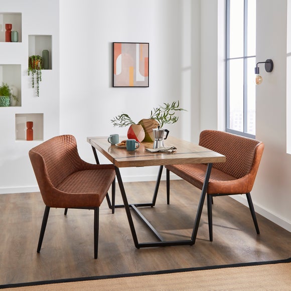 Montreal 2 Seater Dining Bench, Faux Leather, 133cm