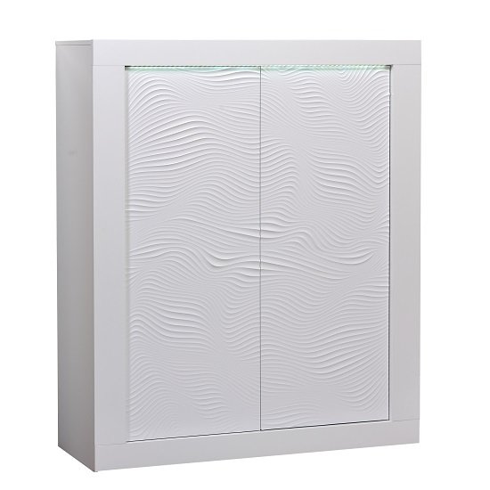 Carmen Highboard In White Gloss With 4 Doors And LED Lighting