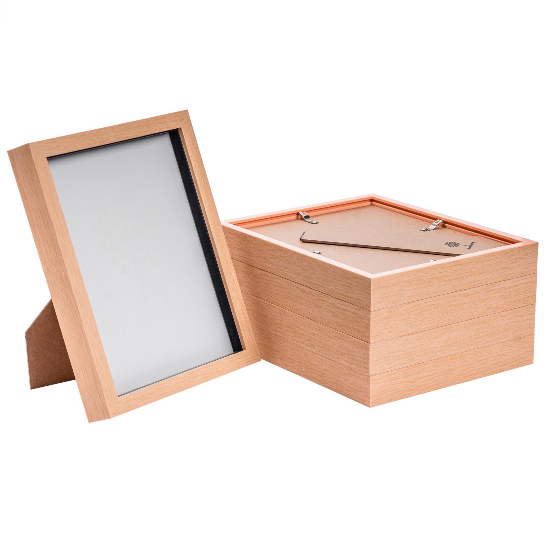 Nicola Spring 3D Box Photo Frames - 8 x 10" - Pack of 5 in Light Brown