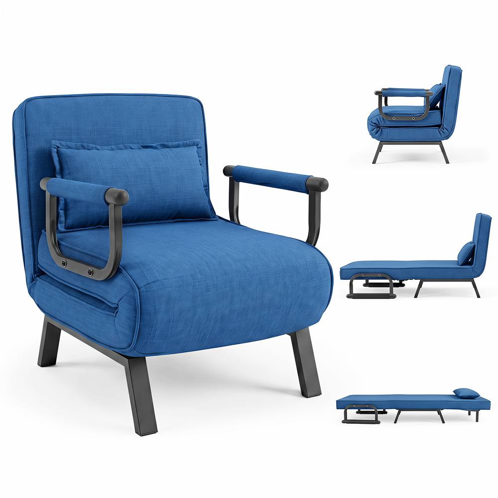 Costway Convertible Sleeper Chair 3-in-1 Folding Sofa Bed Adjustable Backrest in Blue