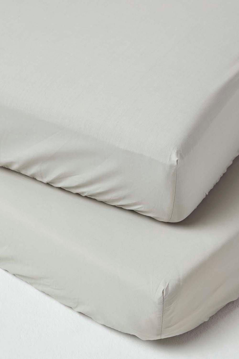 Homescapes Cotton Cot Bed Fitted Sheets 200 Thread Count, 2 Pack in Grey