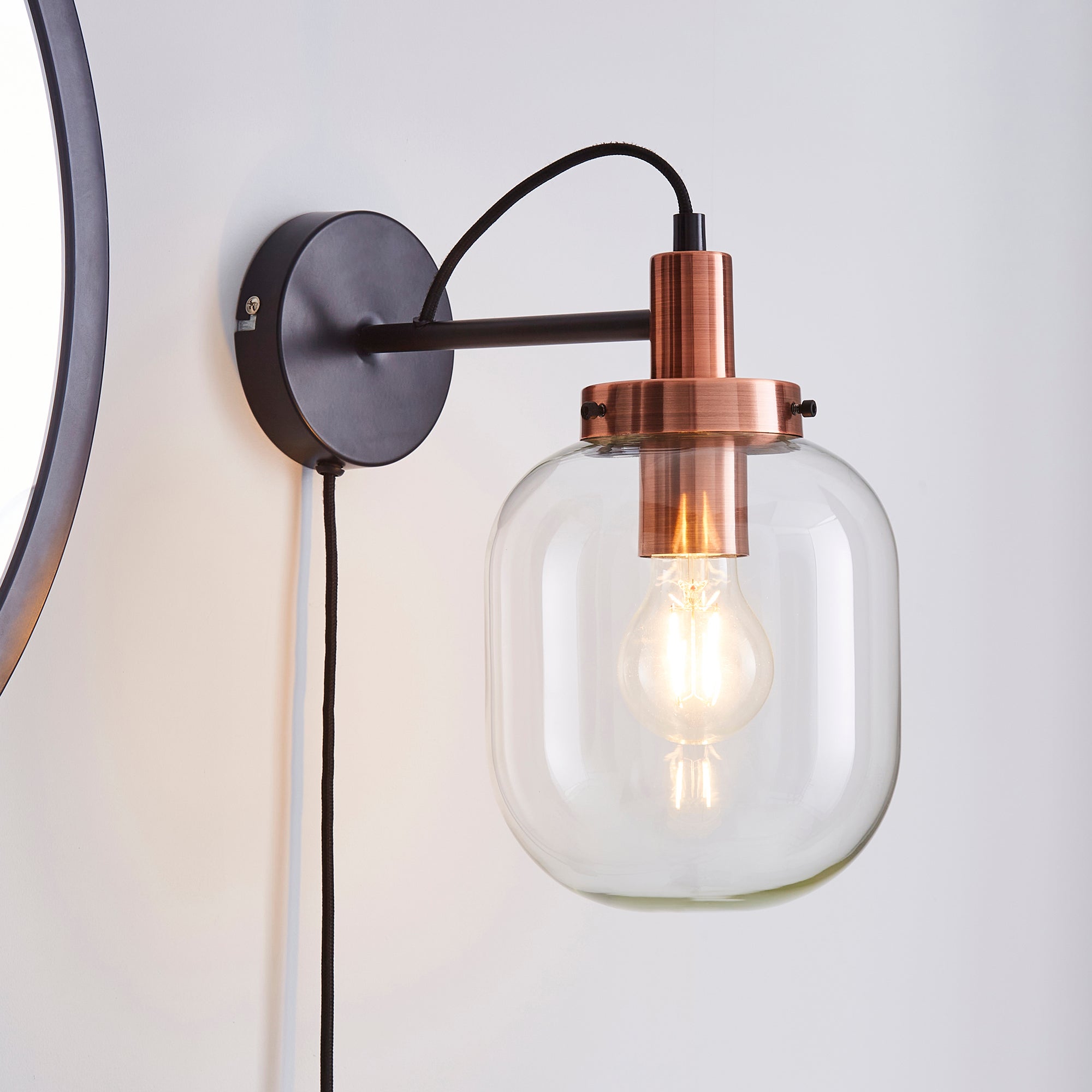 Dayo Easy Fit Plug In Wall Light Clear
