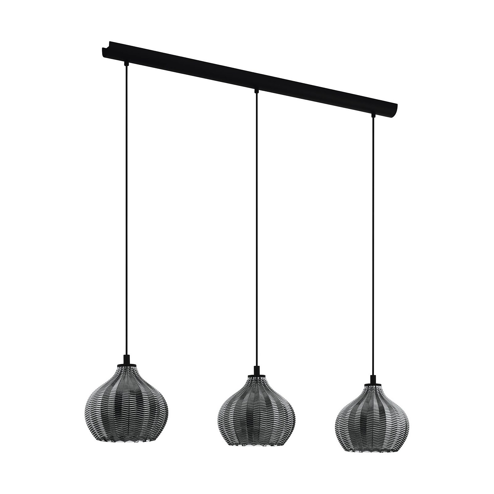 EGLO Tamallat Black Glass 3L Pendant Light