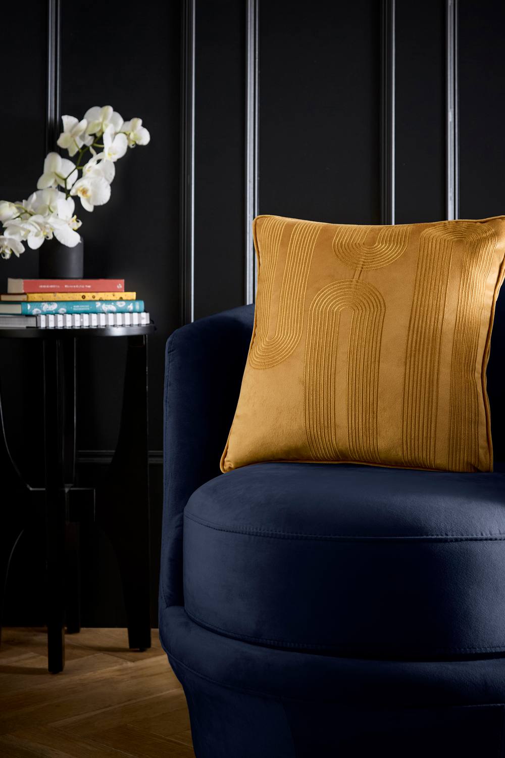 Laurence Llewelyn-Bowen 'Diva Embroidery' Velvet Filled Cushion in Yellow