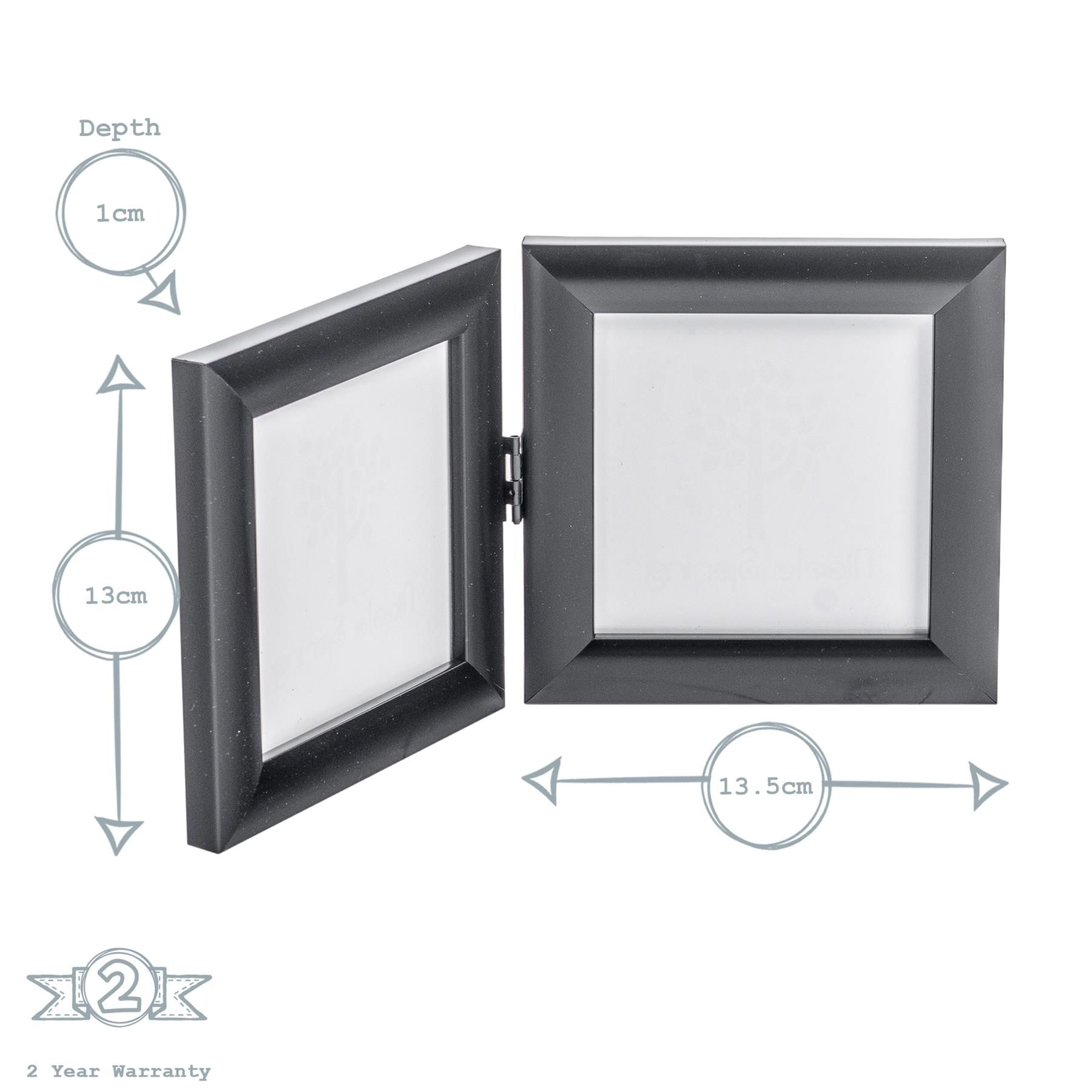 Nicola Spring Folding 2 Photo Frames - 4 x 4" - Pack of 2 in Black 3