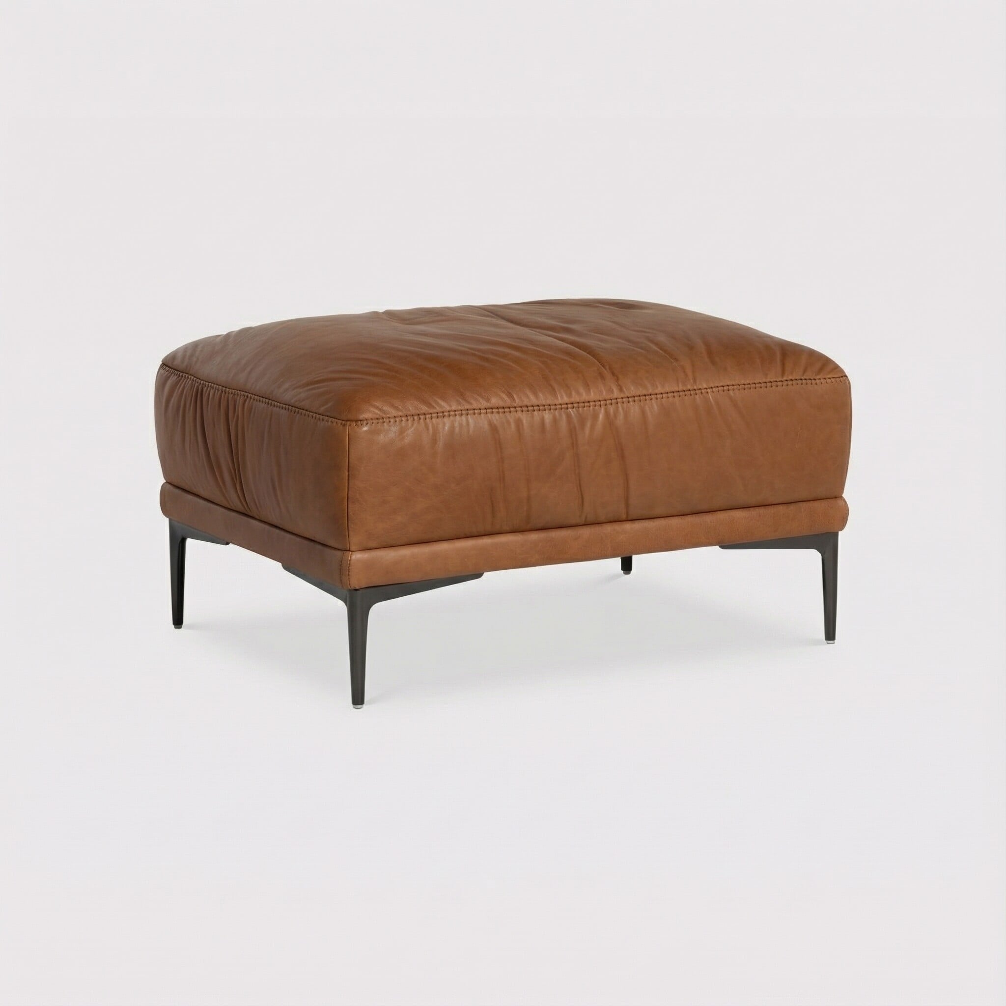 Epping Footstool, Brown Leather | Barker & Stonehouse
