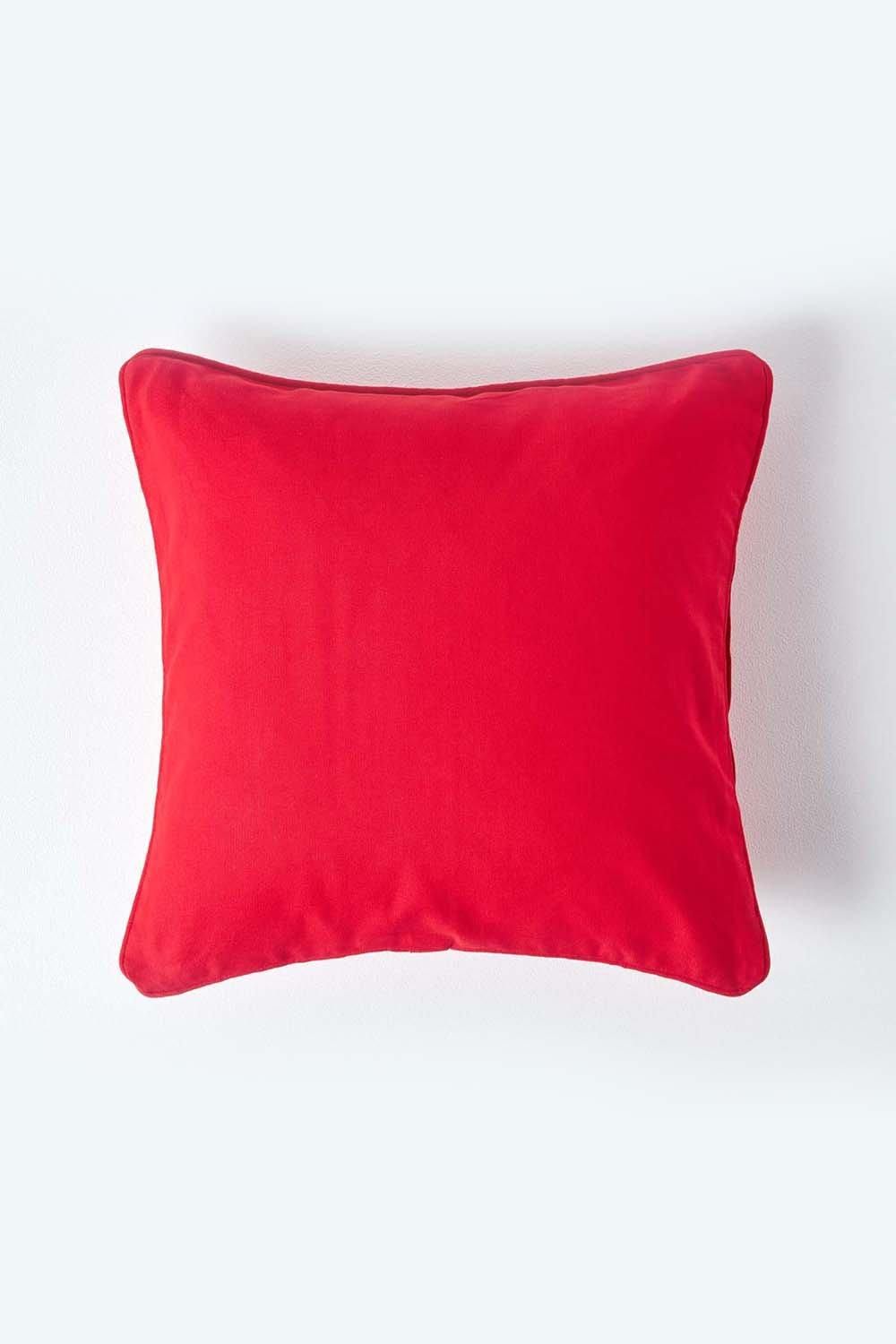 Homescapes Cotton Plain Cushion Cover in Red