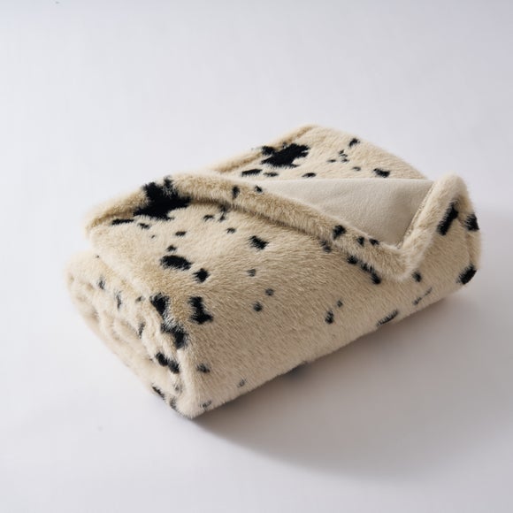 Cowhide Faux Fur Throw Blanket, 130cm x 180cm
