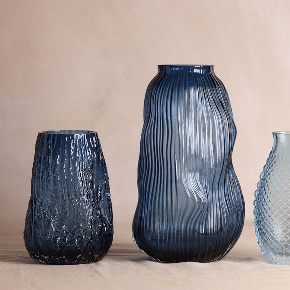 Hestia Blue Fluid Textured Glass Vase 4