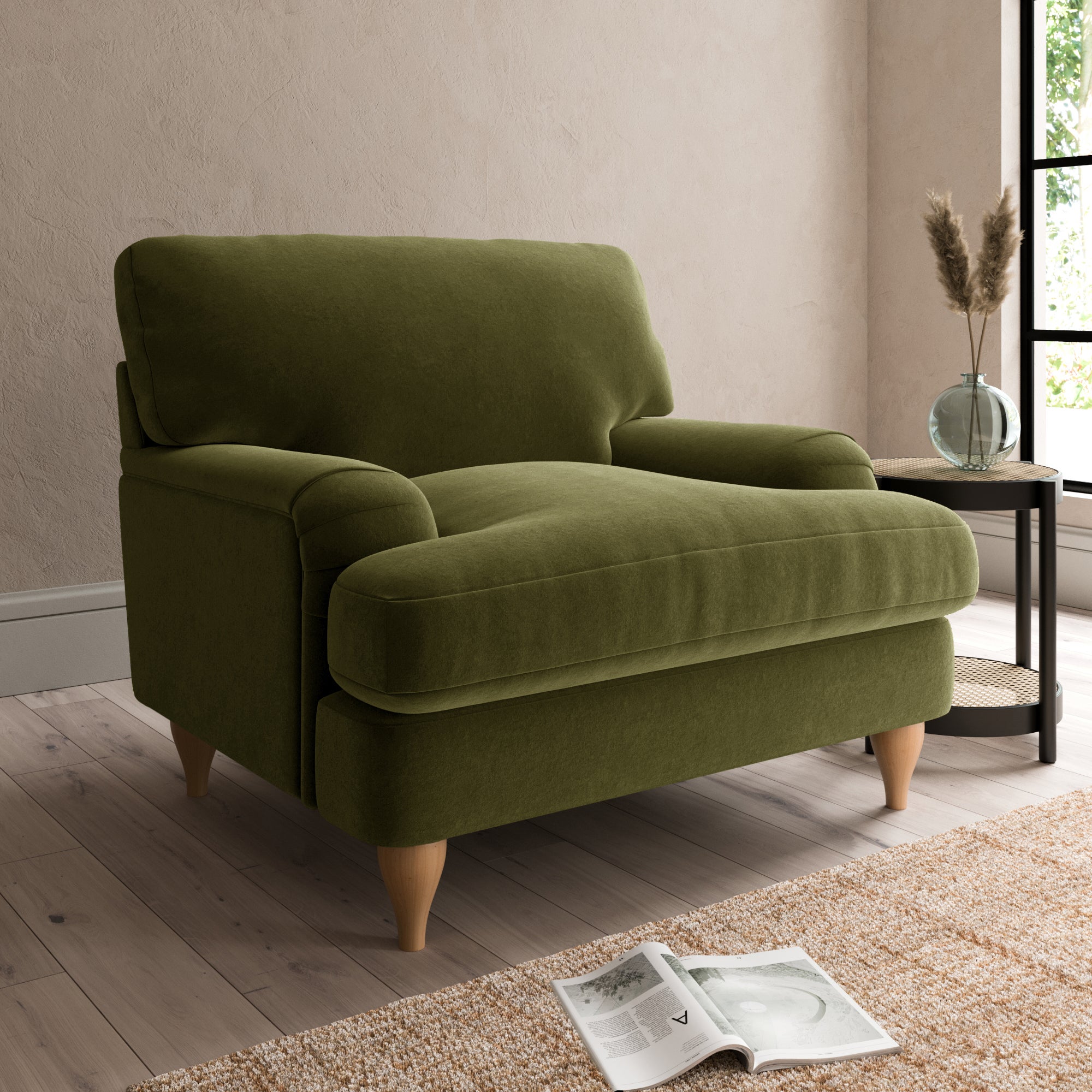 Darwin Luxury Velvet Armchair Luxury Velvet Olive