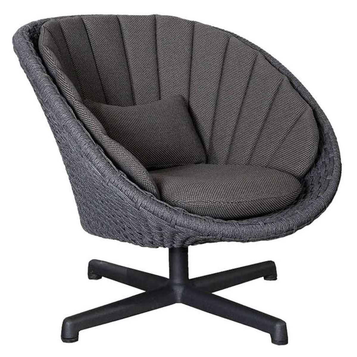 Cane-line Peacock Dark Grey Lounge Swivel Chair with Cushion Set