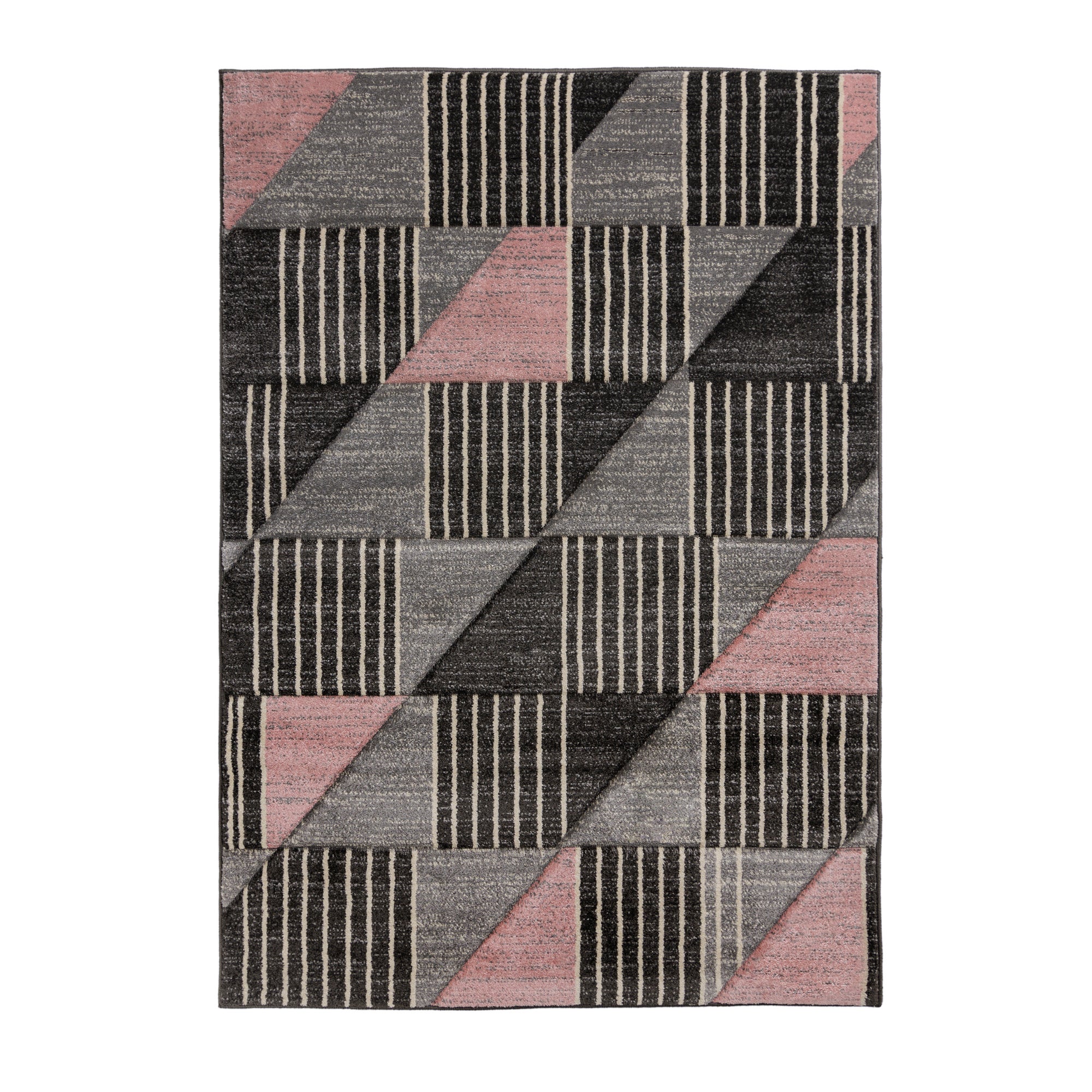 Velocity Geometric Rug Pink, Grey and Black