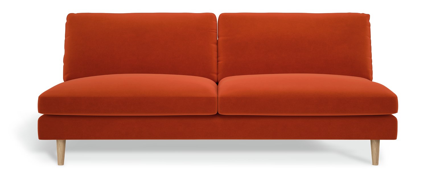 Habitat Teo 3 Seater Velvet Sofa - Orange