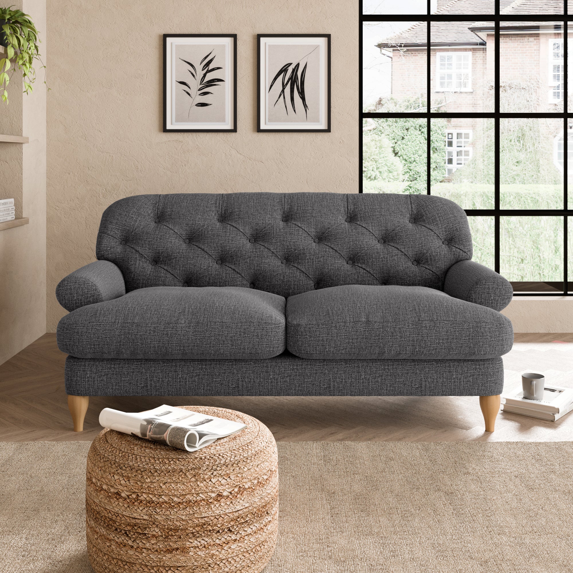 Canterbury Textured Weave 2 Seater Sofa Grey