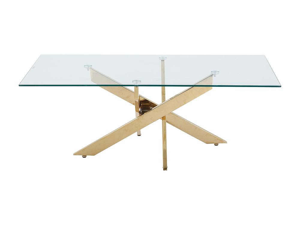 Vente-unique Tempered Glass & Gold Metal Coffee Table - Transparent - COSIMA in Clear