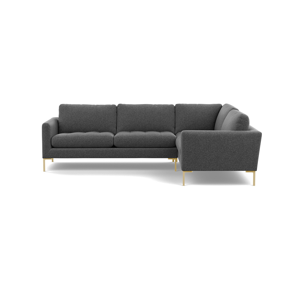 Heal's Eton Right Hand Facing Corner Sofa Melton Wool Granite Brass Feet