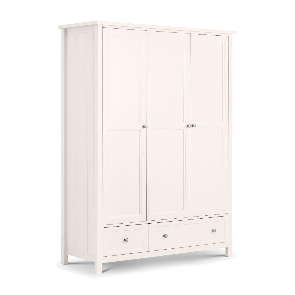 Maine White 3 Door Wooden Combination Wardrobe