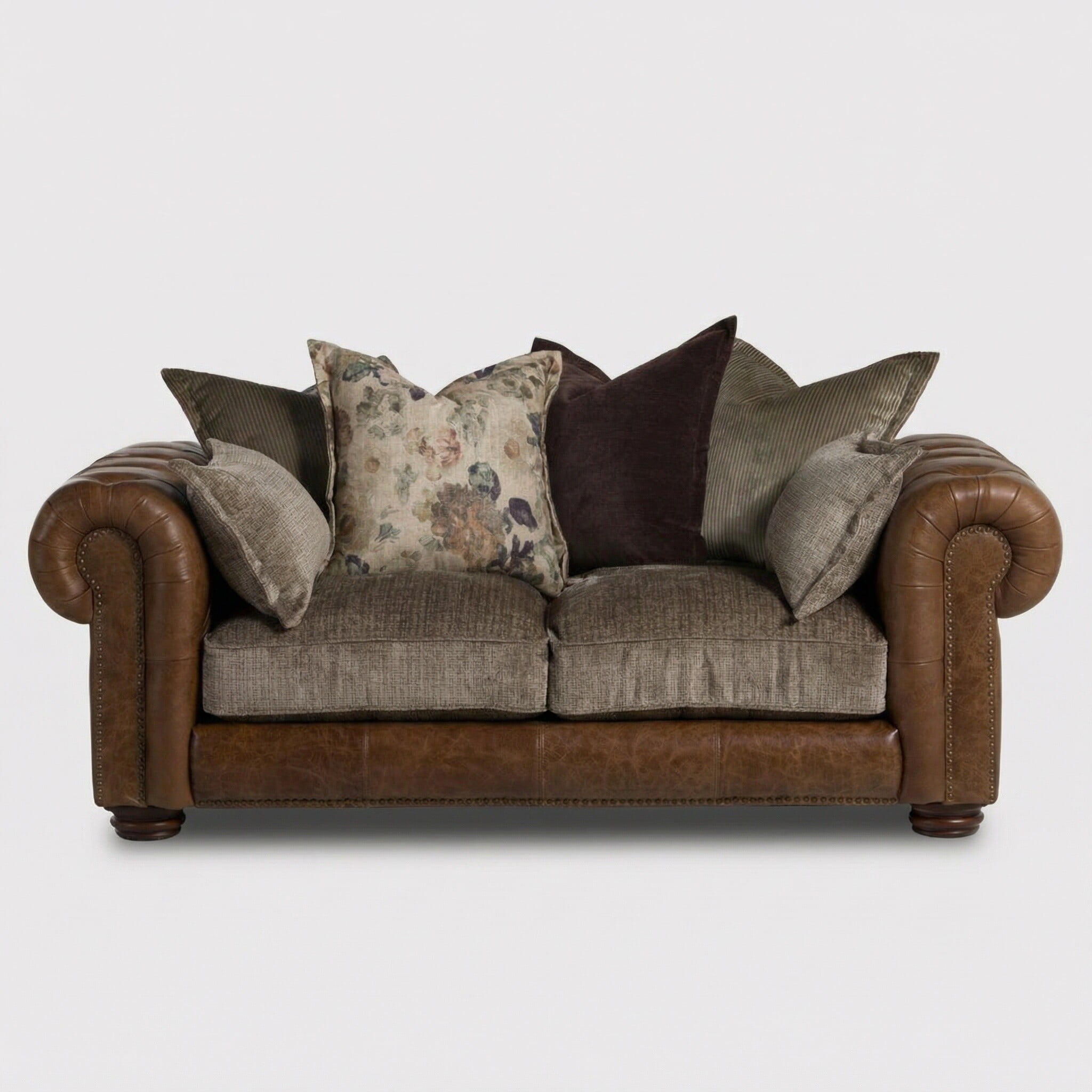 Taunton 2 Seater Sofa, Brown Fabric & Leather | Barker & Stonehouse