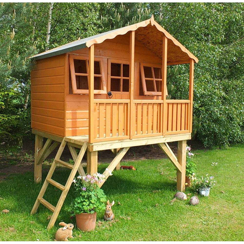 Shires Stork + Platform Playhouse Kid's Wendy House in Brown
